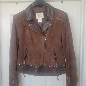 Western Suede & Leather Jacket w/Rivets